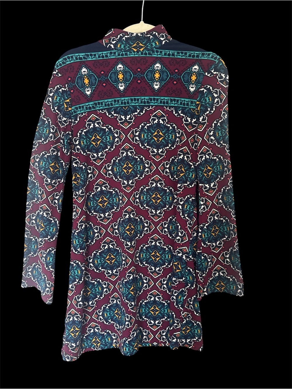 BeBop Burgundy and Teal Printed Mini Dress